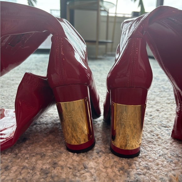 Roberto Cavalli Vitello Red Over the Knee Boots in Red Patent Leather - Picture 4 of 9